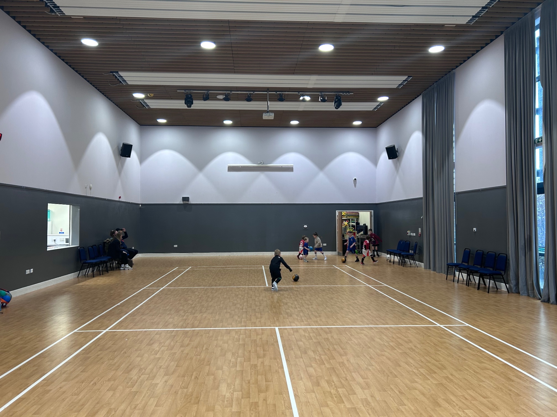 Indoor futsal session in modern sports hall