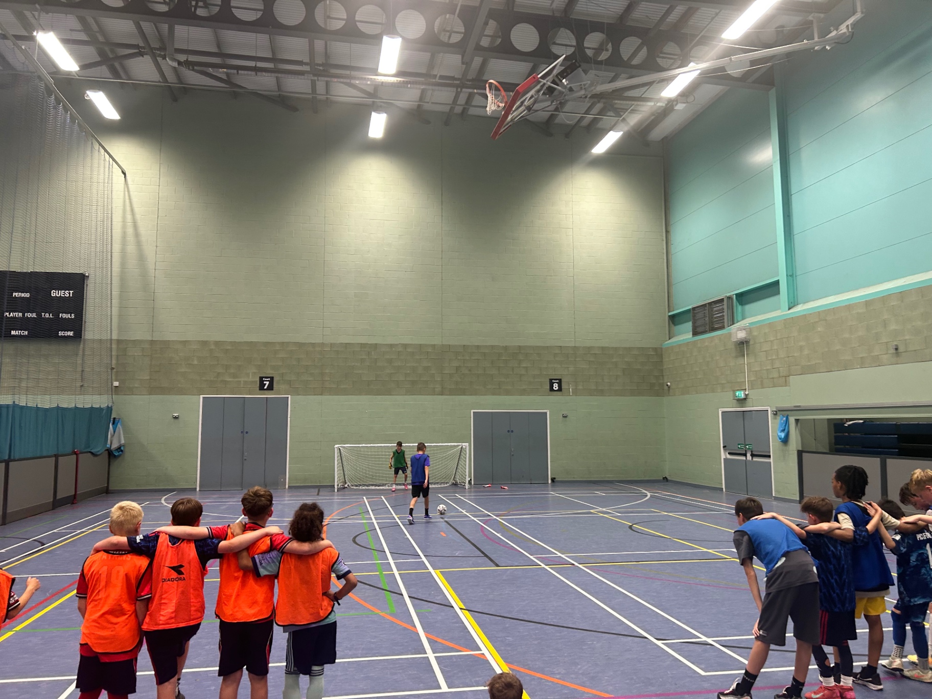 Penalty shootout moment during a sports party